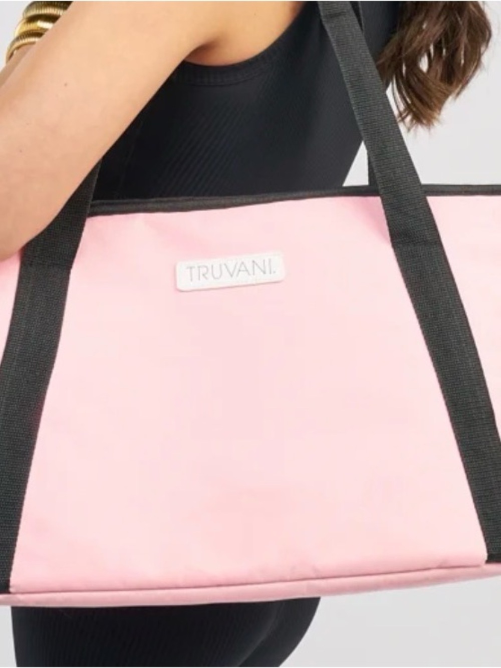 Pink Tote Bag with Black Straps